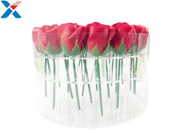 Acrylic Flower Box Clear Waterproof 25 Holes Round Shape For Gift