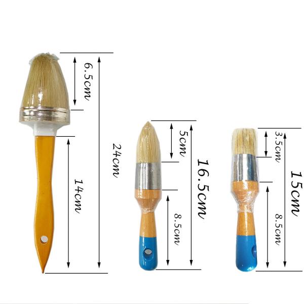 3 Piece Set Chalk And Wax Paint Brush 24cm 15cm For Furniture Diy