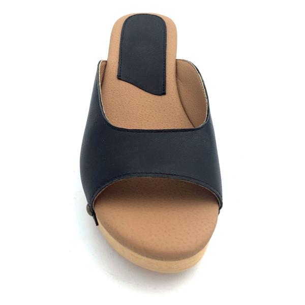 Custom Ladies Backless Heeled Mules With Rubber Sole Material