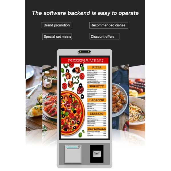 27 inch Windows Ordering Robot Manufacturer Wall Mount Touch Screen with Cashless Card Payment