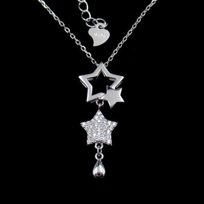A CZ de brilho apedreja 925 colares de prata/forma fêmea das estrelas da joia do acoplamento