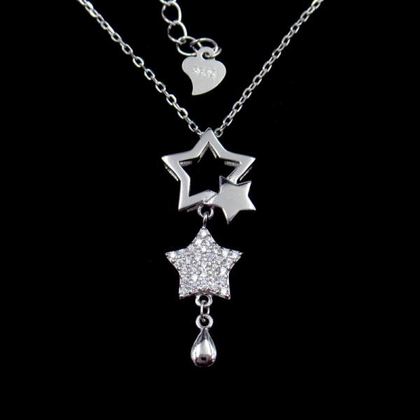 A CZ de brilho apedreja 925 colares de prata/forma fêmea das estrelas da joia do acoplamento
