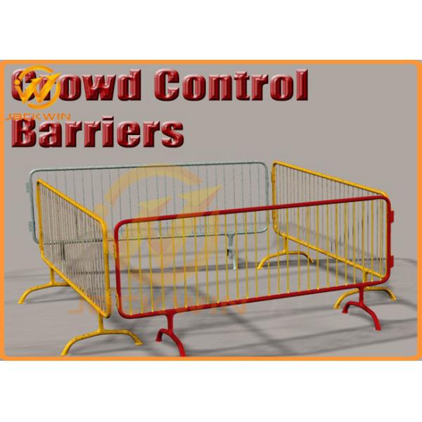 Temporary Flat Feet Galvanized Crowd Control Barrier Iron Tube Customized Size