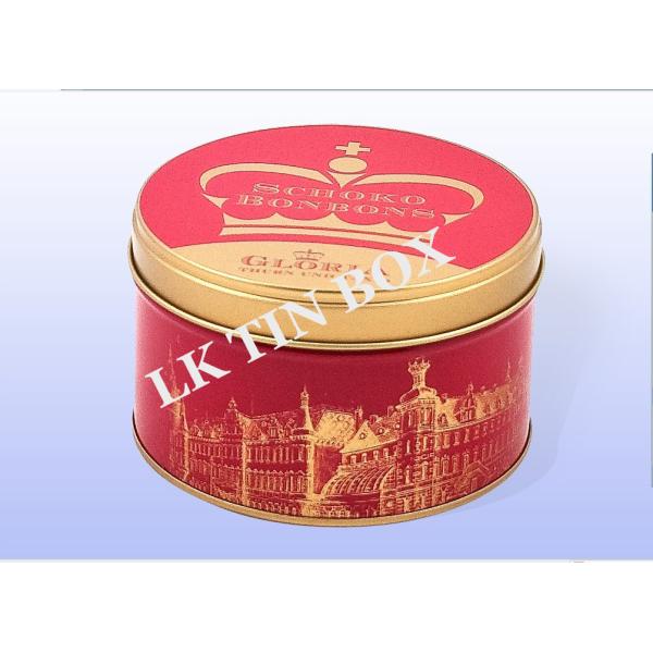 Printed Gift Tin Can For Watch Soap Washing Powder Storage , Window Round Tin Cans