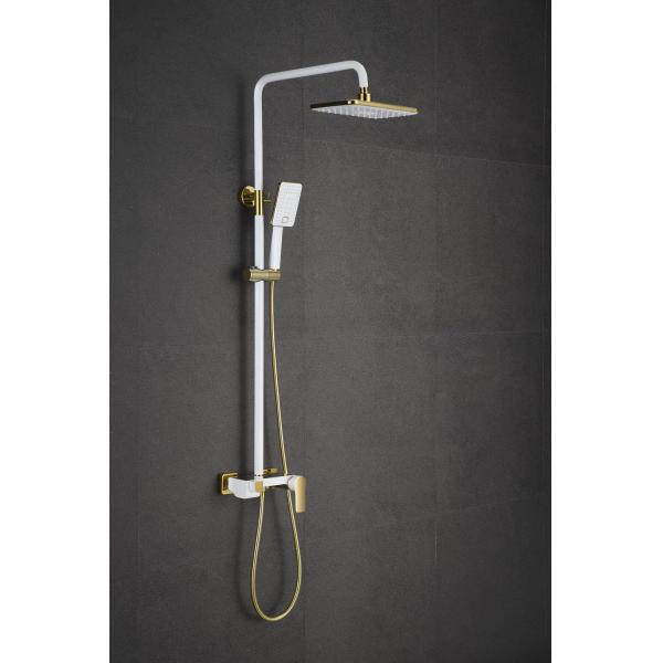 Exposed Shower Faucet Feature Without Slide Bar Modern Brass Rainfall Bathtub Tap Set