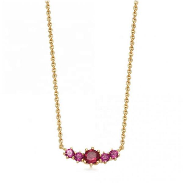 Золотопокрытый 925 серебряный рубиновый драгоценный камень Ожерелье с кабельной цепью