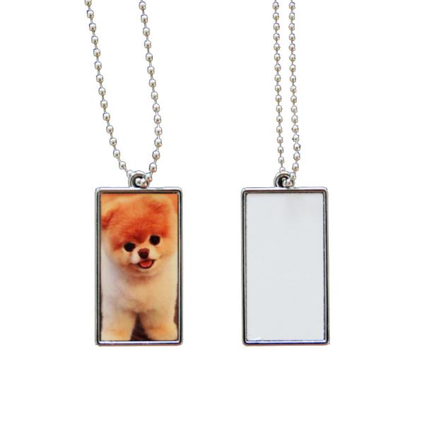 Logo personnalisé en blanc à double face Sublimation métallique Nom d'animal de compagnie Identifiant de la chaîne Étiquettes de chien pour l'impression par sublimation