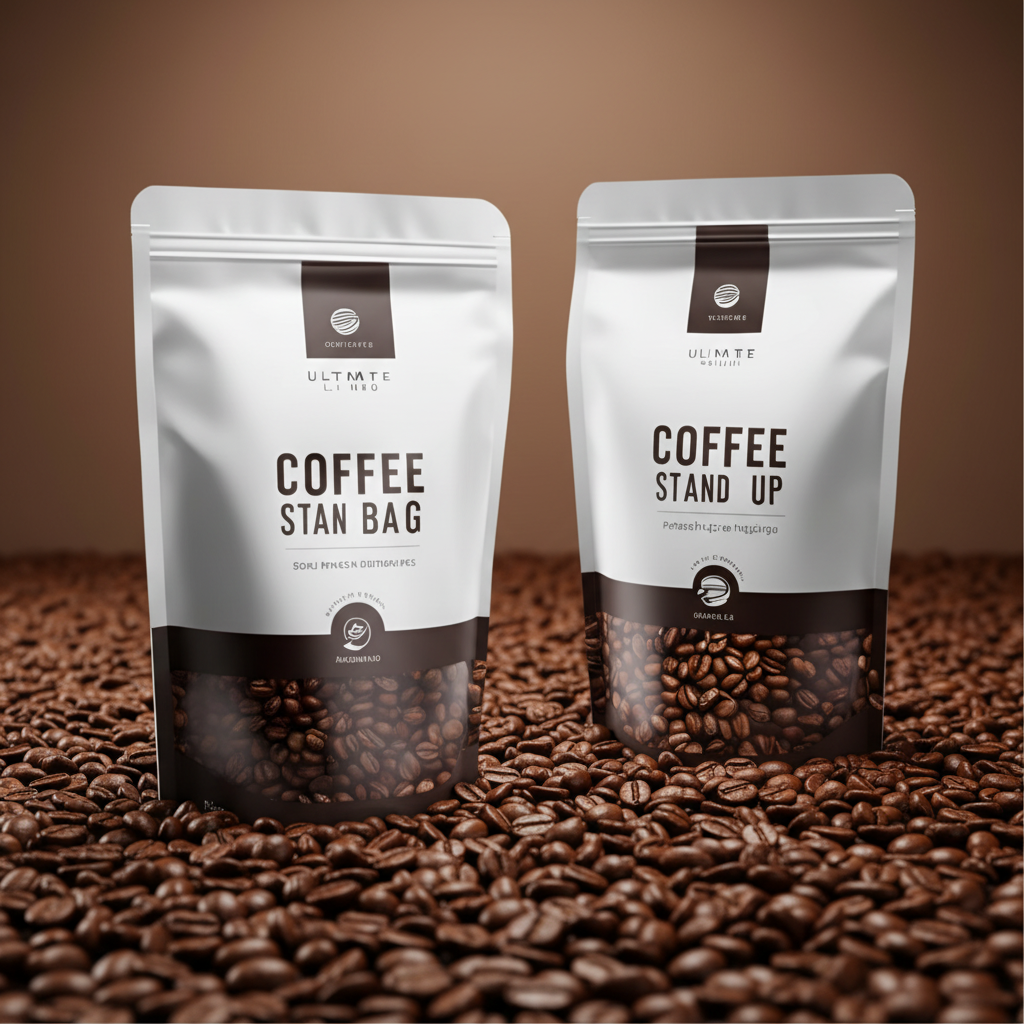 Custom  Printed Food Grade Moisture Proof Resealable Stand up Bags for Coffee Beans & Ground Coffee Freshness Preservation