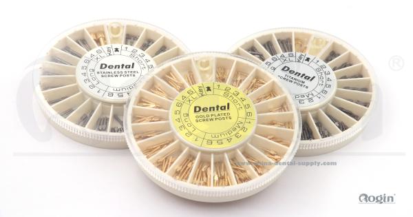 Cargo dental chapeado dourado do parafuso para a terapia dental/tratamento dental