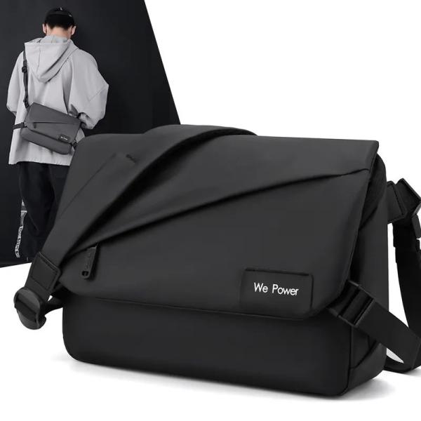 Mens Black Laptop Shoulder Messenger Bag Large Washable Sling Cross Shoulder Side Bag
