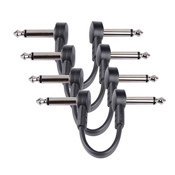 Custom Short 90 Degree Angle 1/4 inch TS Jack Electric Instrument Guitar Patch Cable