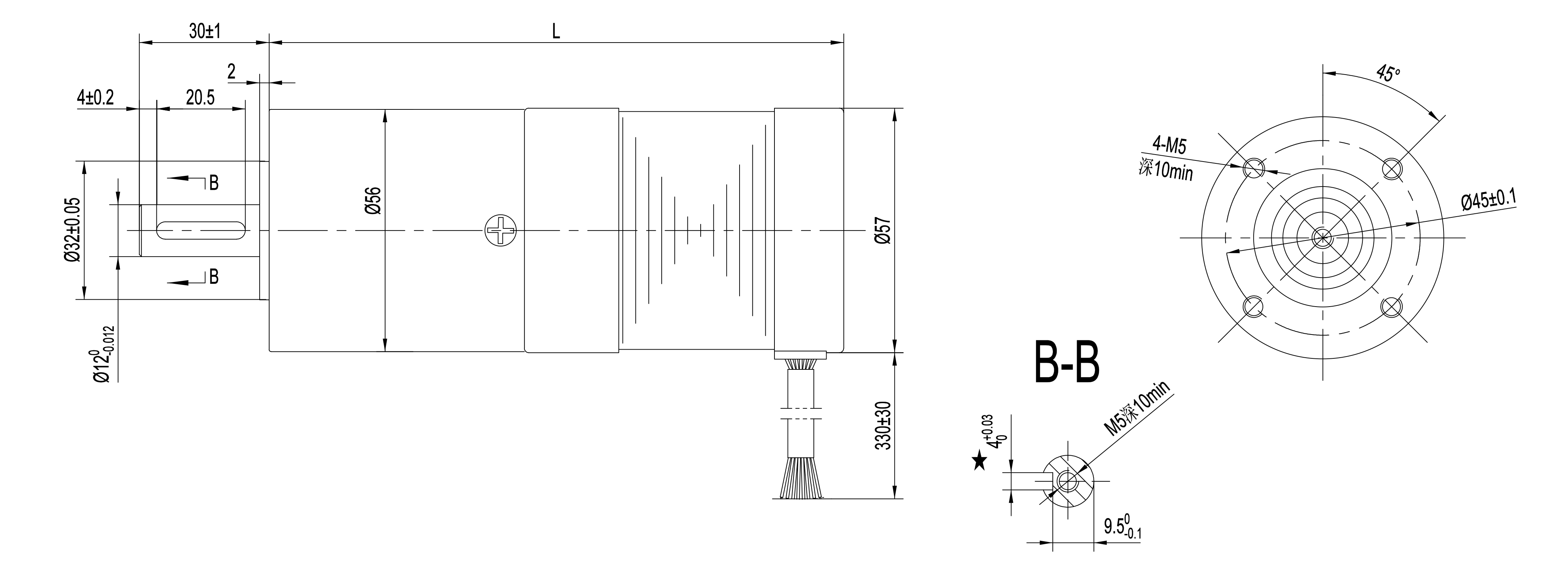 Мотор 57BL03B-040AG15 шестерни Nema23 безщеточный 24V 200RPM BLDC для автомата