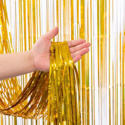 3m*3m Tinsel Backdrop Transparent Gold Streamer Curtain Waterproof