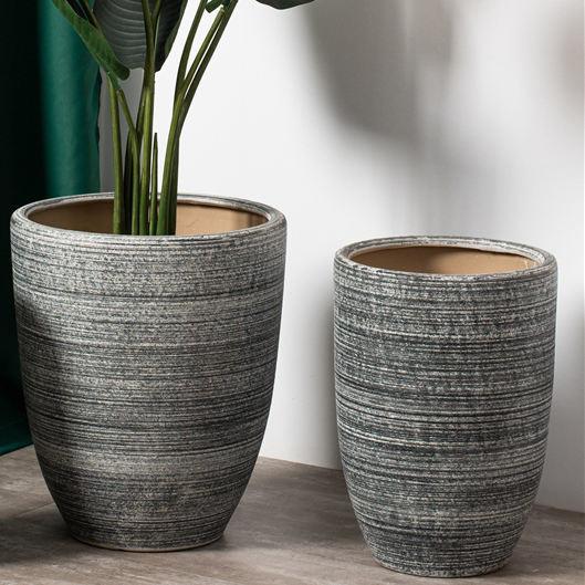 Personalized country style indoor outdoor home decoration garden succulent pot stripe ceramic plant pot molds