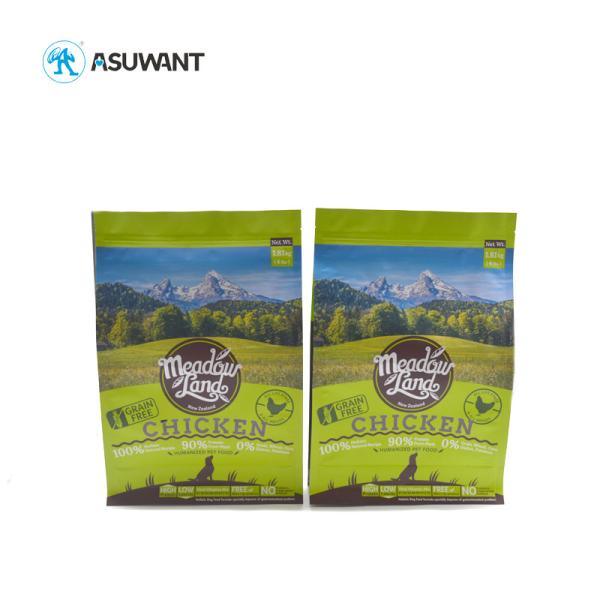 500g 1kg Flat Bottom Side Gusset Bag Ziplock Pet Food Bag For Chicken