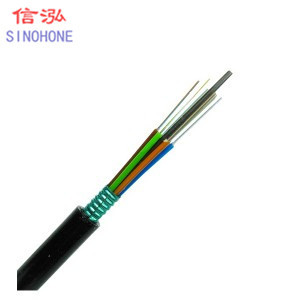 Single Mode Outdoor Armored Fiber Optic Cable Black 12 Core Water Blocking