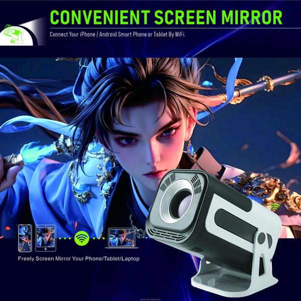 Mini Portable Smart Projector 4K Android 13.0 Resolution 2GB RAM LCD Home Video Theater Outdoor Use