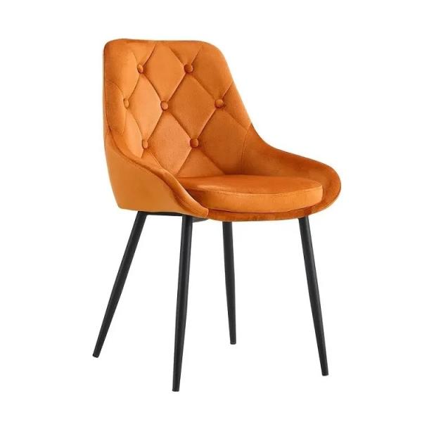 Modern Blue Velvet Dining Chair with Metal Legs