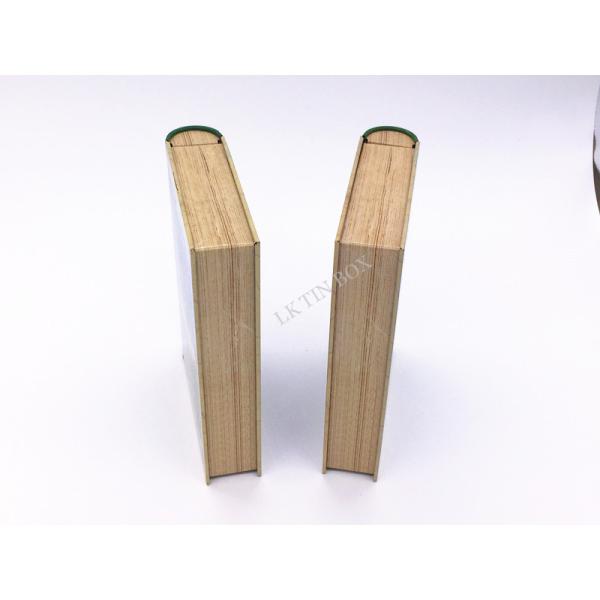 Impressão retangular dada forma livro da lata de lata do presente do metal com gravação