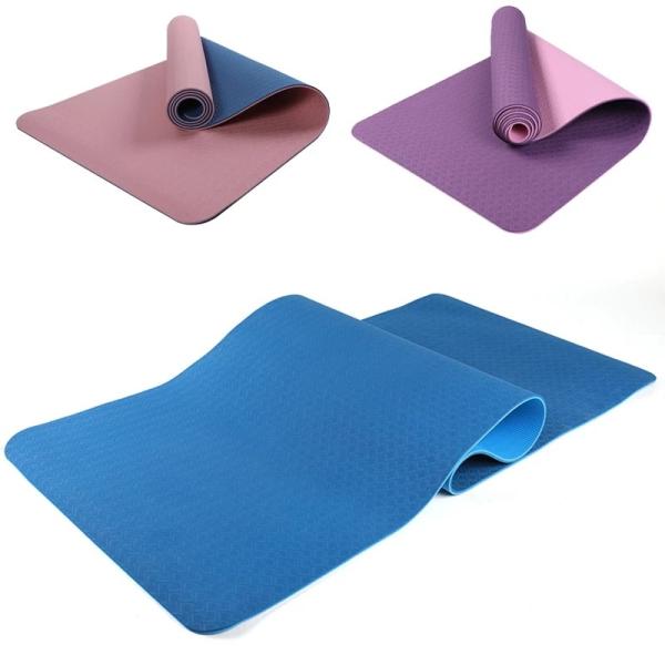 6MM TPE Yoga Mats, Environmentally friendly mat, Soft Anti Slip Sports Fitness, Exercise, Pilates Mats Style Color-Blue
