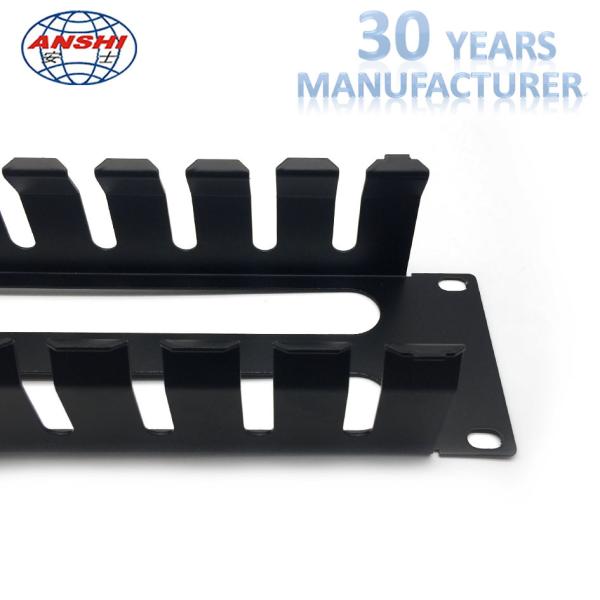Black Horizontal Cable Management 2u Rack Mount 19 Inch With 12 Ports