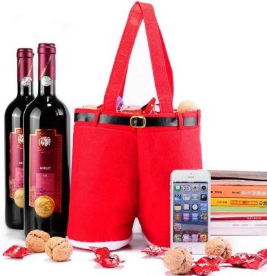 30*12cm Felt Embroidery Christmas Wine Drawstring Bags