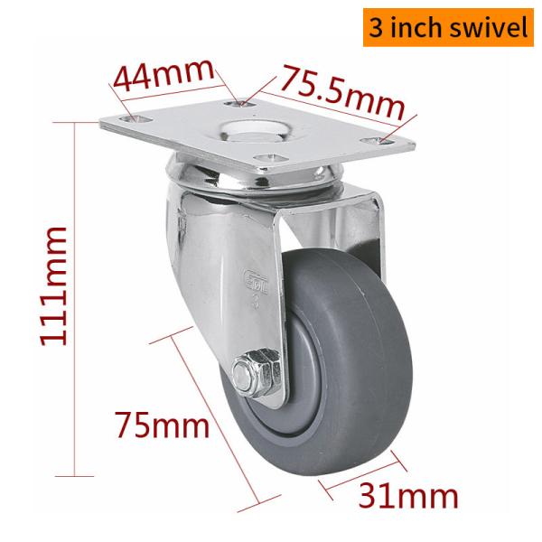 TPE Industrial Metal Casters 3 Inch 75mm Caster Wheels 5723P-57