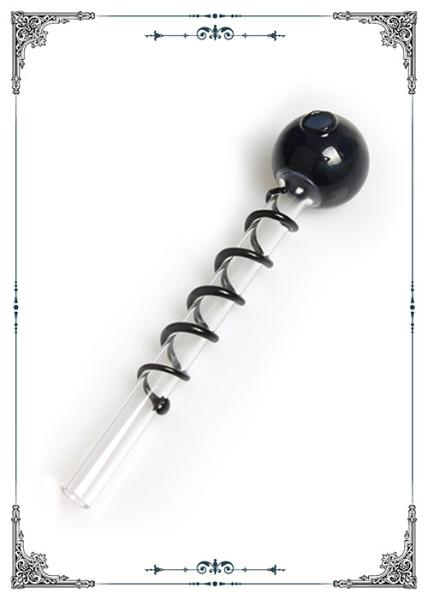 Mini Smoking Glass Oil Burner Black Bobbin Hand Blown Length 5.5 inch