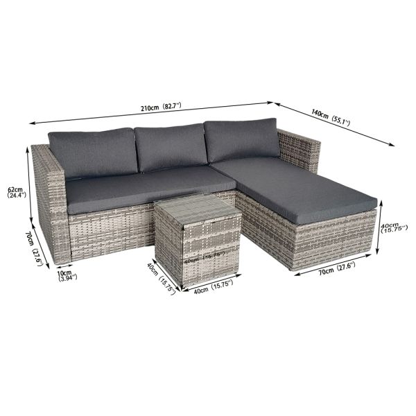 Garden Furniture Outdoor Low Price Wicker Garden Outdoor Plastic Rattan Sofa With Chaise Lounge