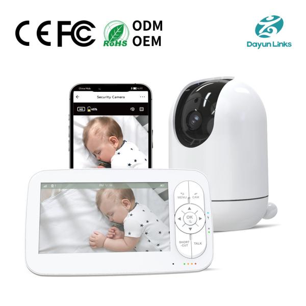 5.5 Inch PTZ Camera Baby Monitor With App Cry Detection 1080P Split Screen Baby Monitor