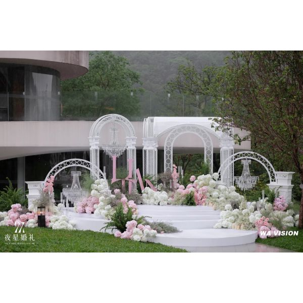 Floral Ceremony Arch Stainless Steel Wedding For Vineyard Resort Weddings