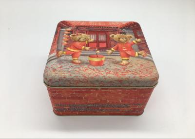 Metal Custom Square Biscuit Tin Box / Printed Gift Boxes 160×160×100mm