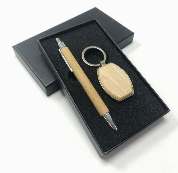 Printed Promotional Business Gifts Exclusive Keychain And Pen Stationery Gift Set