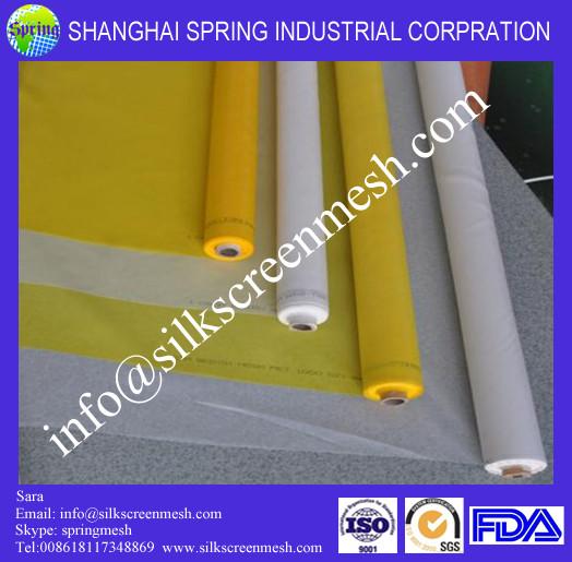 bolting cloth(7T-200T) manufacturer/best mesh/silk screen printing 43t mesh count,55um,width3.7m white/yellow