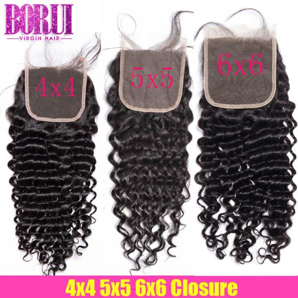 Brazilian Transparent Lace Closure , Deep Curly Lace Closure With Baby Hair ALL Color