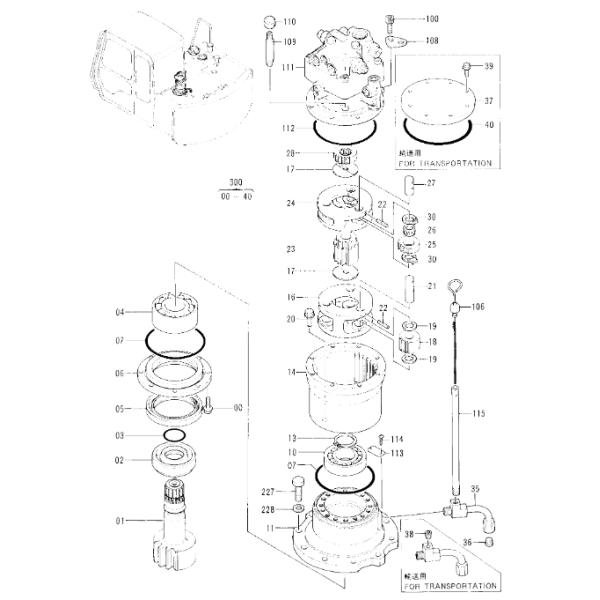 9118328 engranaje de reducción del oscilación de la caja de cambios EX60-3 del oscilación sin el motor