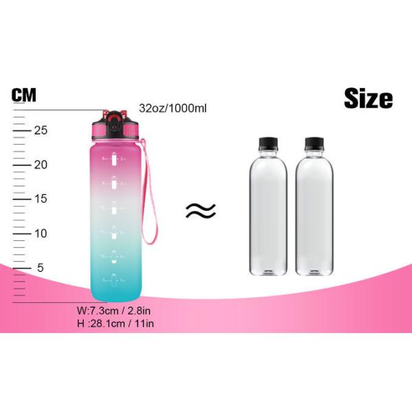 Botella de agua de Tritán a prueba de fugas botella de agua de 32 oz con marcador de tiempo libre de BPA asegúrese de beber suficiente agua para gimnasio acampar deportes al aire libre