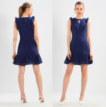 Summer chambray midi linen dress with a fit & flare silhouette and a button up front