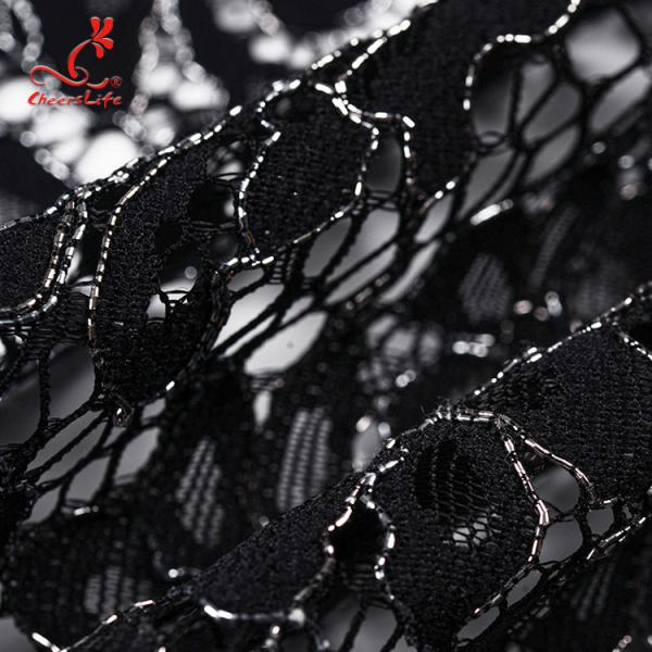 High quality Black Nylon lace fabric for evening dress