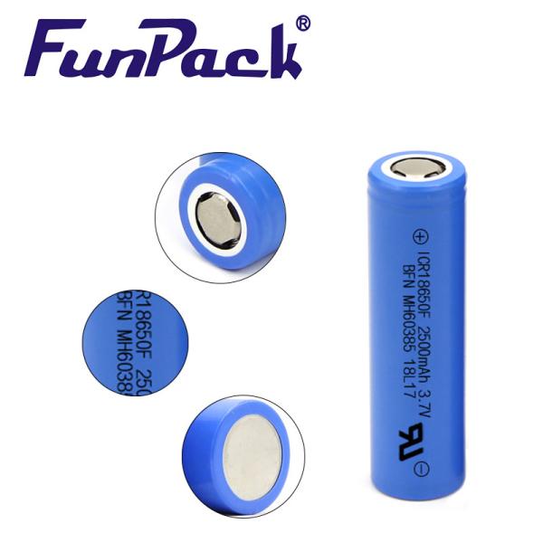 батарея 3.7V иона лития 2500mAh 18650 перезаряжаемые для оборудования для обеспечения безопасности
