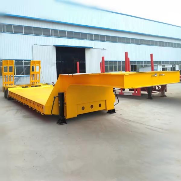28 Tons Two Speed Landing Gear Low Bed Semi Trailer For Heavy Equipment Transportation