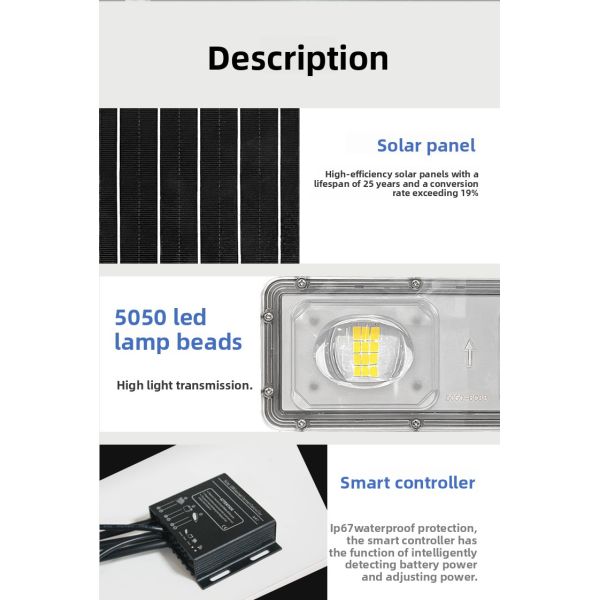 Solar Street Lights Designed for Outdoor Solar Powered Ultra Bright LED IP65 Waterproof Dustproof with Manual Control and Certified