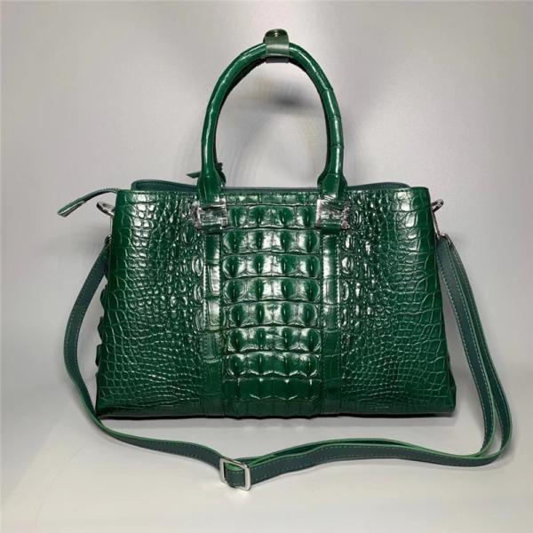 Exotic Alligator Skin Women's Working Purse Large Shoulder Bag Authentic True Crocodile Leather Lady Green Totes Handbag