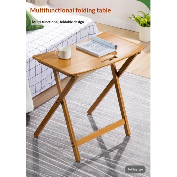 Foldable Bamboo Computer Desk Home Coffee Breakfast Computer Table Multifunction Adjustable Corner Desk for Living Room Bedroom