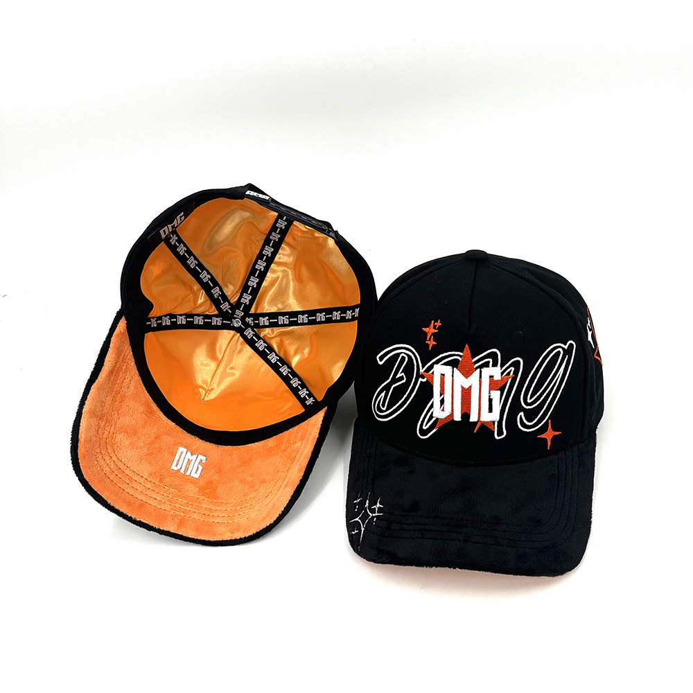 Cotton Sport Custom Baseball Caps 3D Embroidery Logo Velvet Brim Design