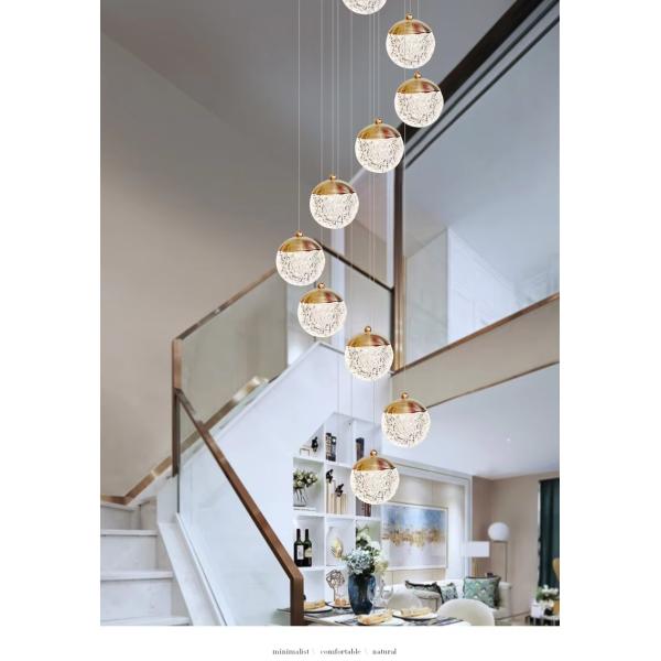 Éclairage suspendu en acrylique doré Dimmable Éclairage suspendu cristallin