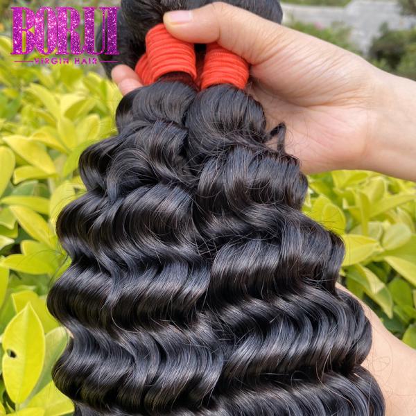 Deep Wave Peruvian Virgin Peruvian Human Hair No Shedding No Tangle Natural Color