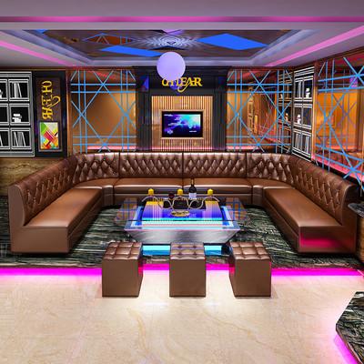 Grande sofá secional em forma de u de couro de 3 partes para o bar pequeno da privacidade do espaço KTV