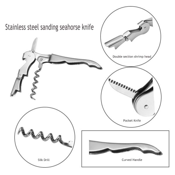 Stainless Steel Wine Opener with Multifunctional Seahorse Knife 12*2.2*1.1cm About 30g