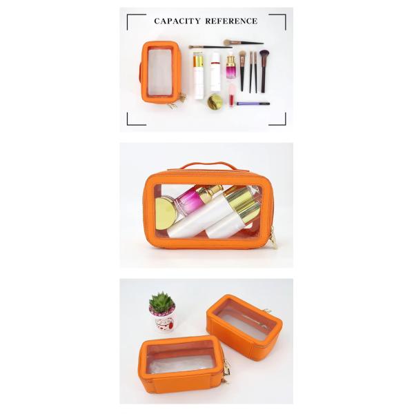 Small Waterproof Travel PU Leather Toilet Bag with Customized Color PVC Makeup Case